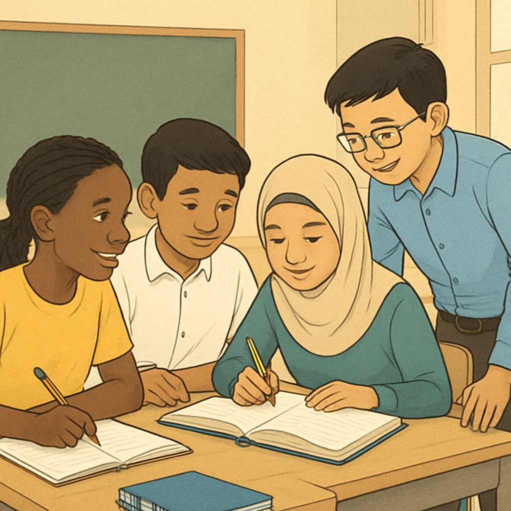 Students from diverse backgrounds collaborating in a classroom, highlighting adaptability.