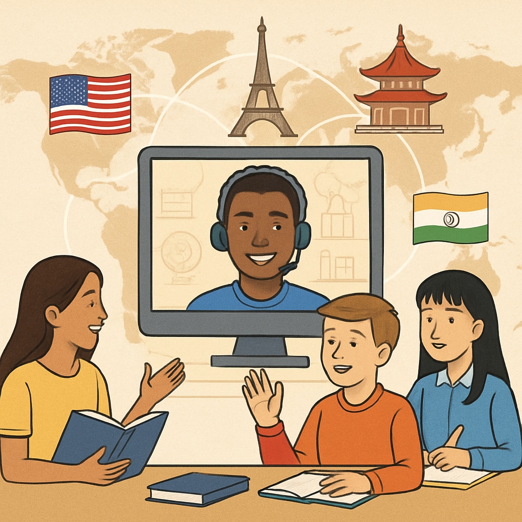 Students interacting online, emphasizing the global connections in the Khan World School and ASU program.