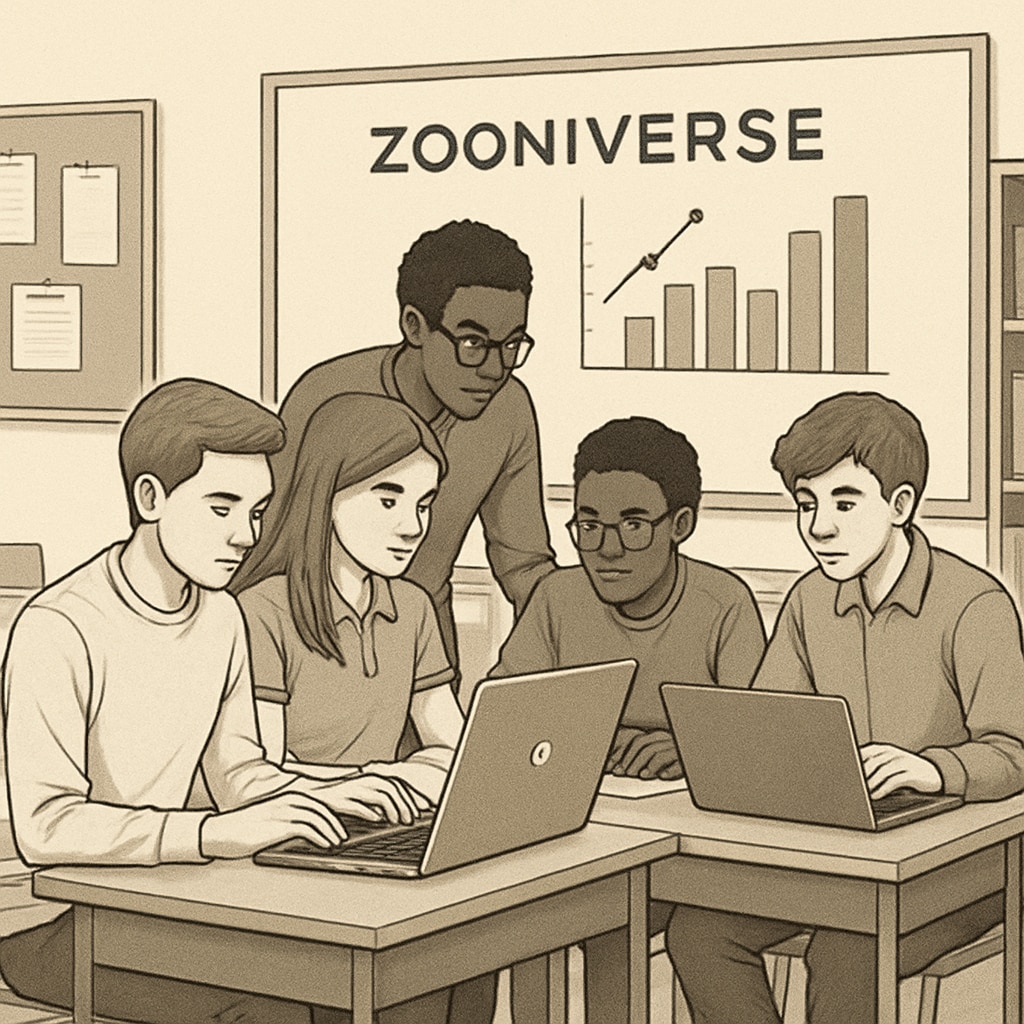 K12 students engaged in citizen science projects through Zooniverse.
