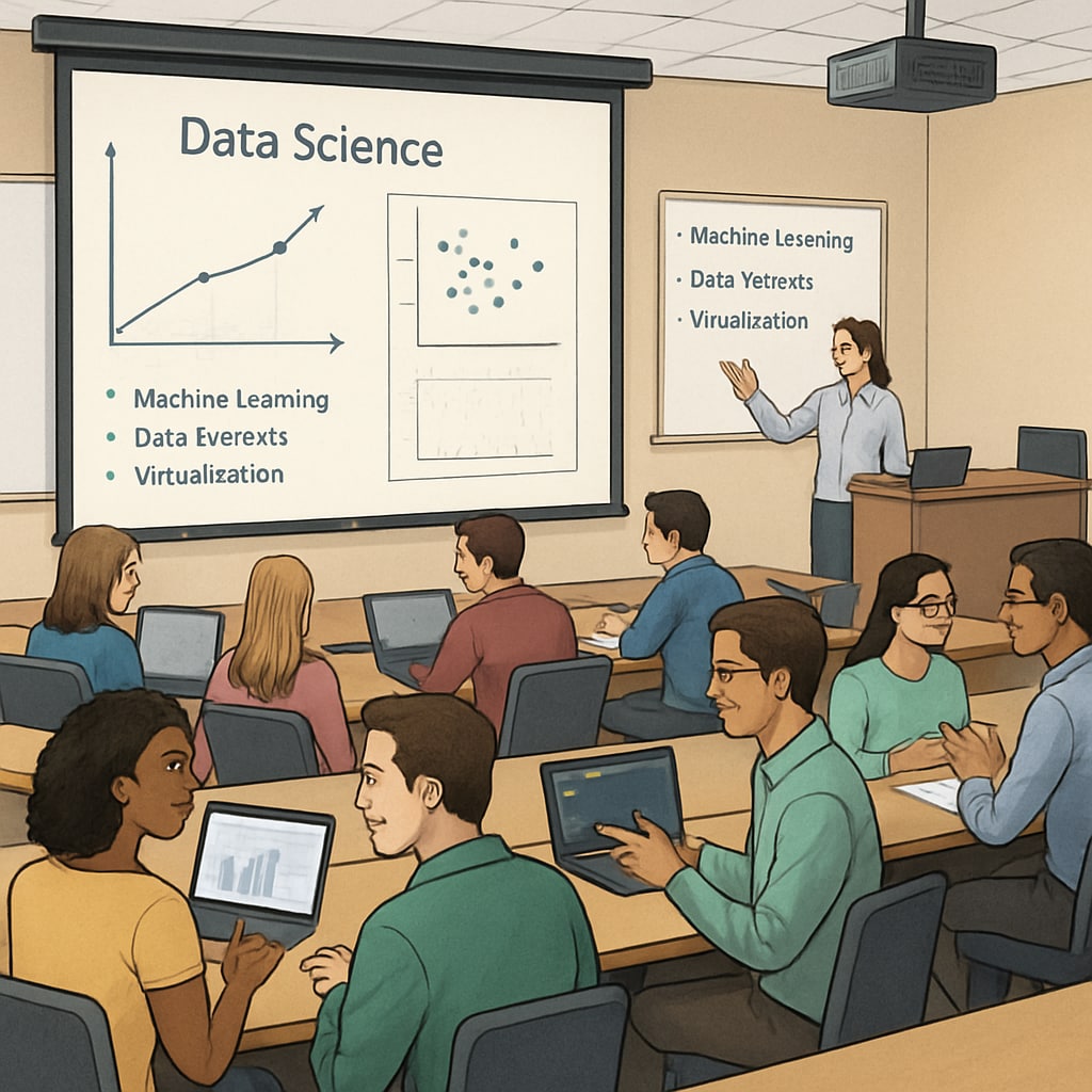Students learning data science in a U.S. university classroom.