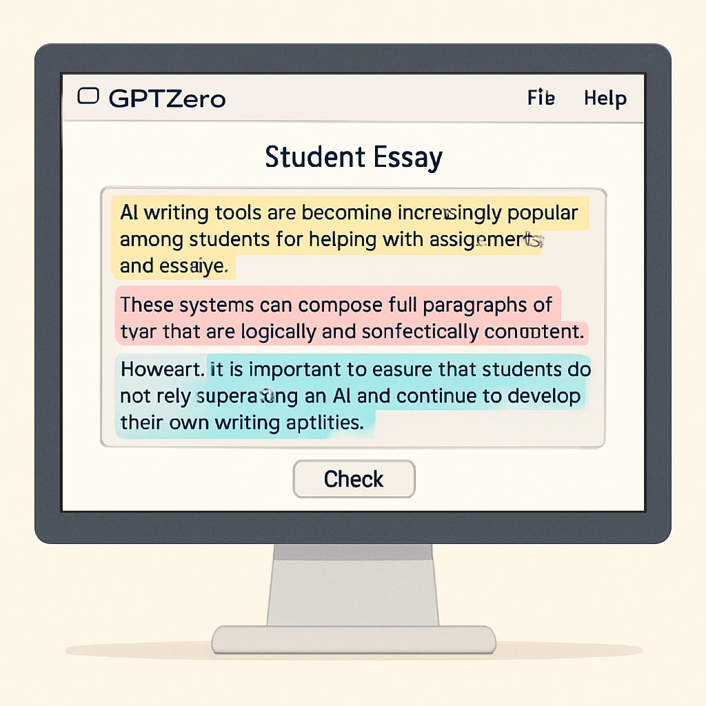 GPTZero detecting plagiarism in a student’s essay with AI-generated text highlighted.