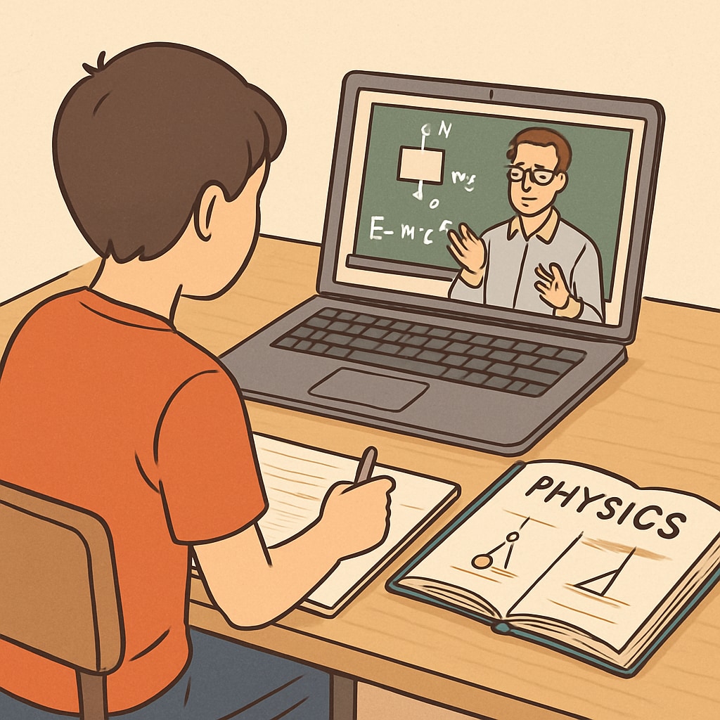 A student using online resources for efficient BSc Physics exam preparation.