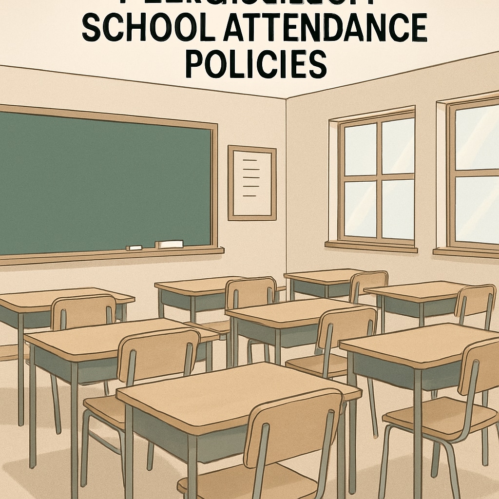Empty classroom desks highlighting the impact of absenteeism and strict school attendance rules.