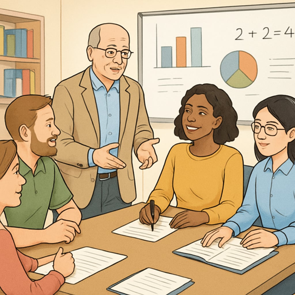 UC professor collaborating with K12 teachers during a professional development session.