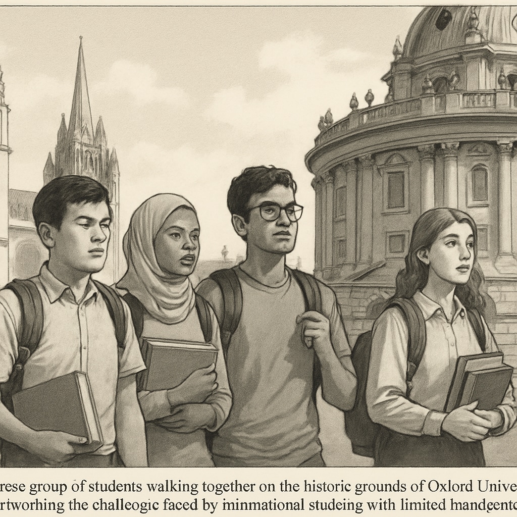 Oxford University students facing challenges due to international tuition fees and immigration status.