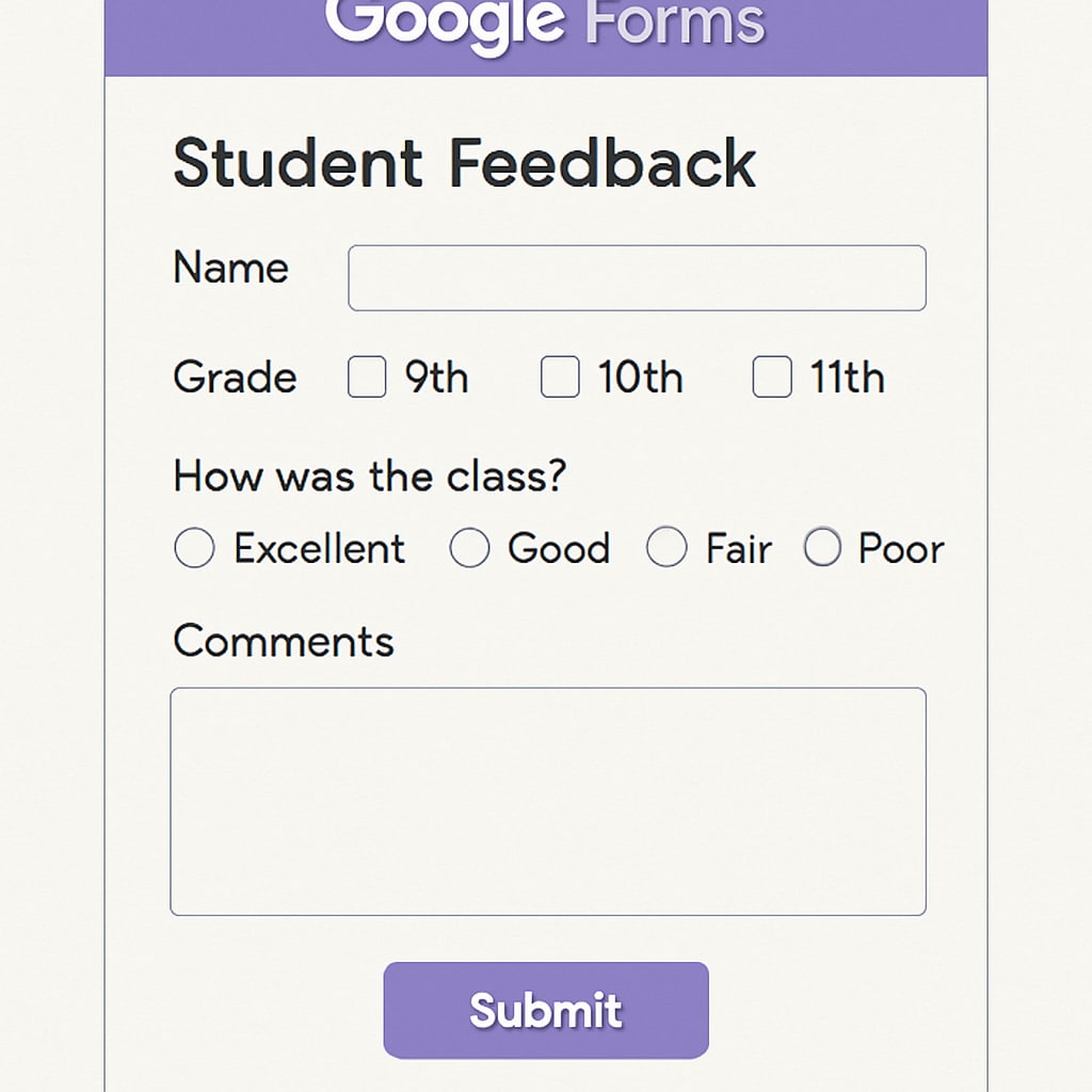 Google Form for student feedback in K12 education
