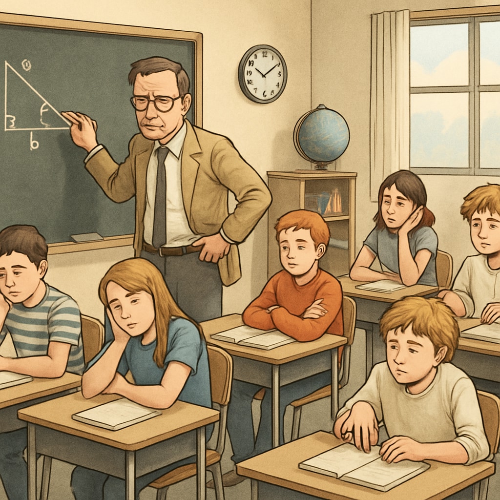 Teacher and students in a classroom with disengagement issues.
