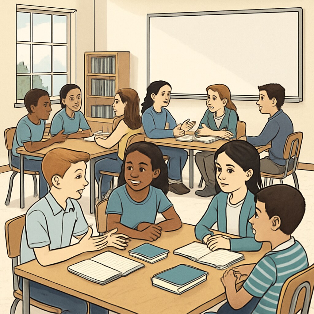 Classroom discussion fostering critical thinking and teamwork