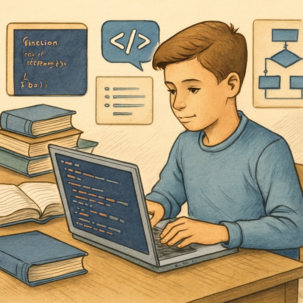 Computer Science student working on a coding project