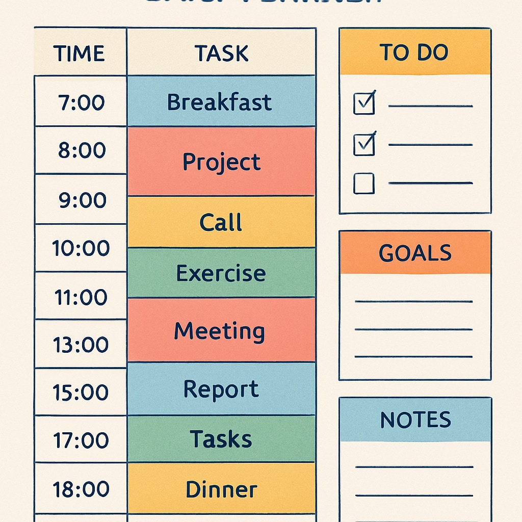 A daily planner showcasing effective time management strategies.
