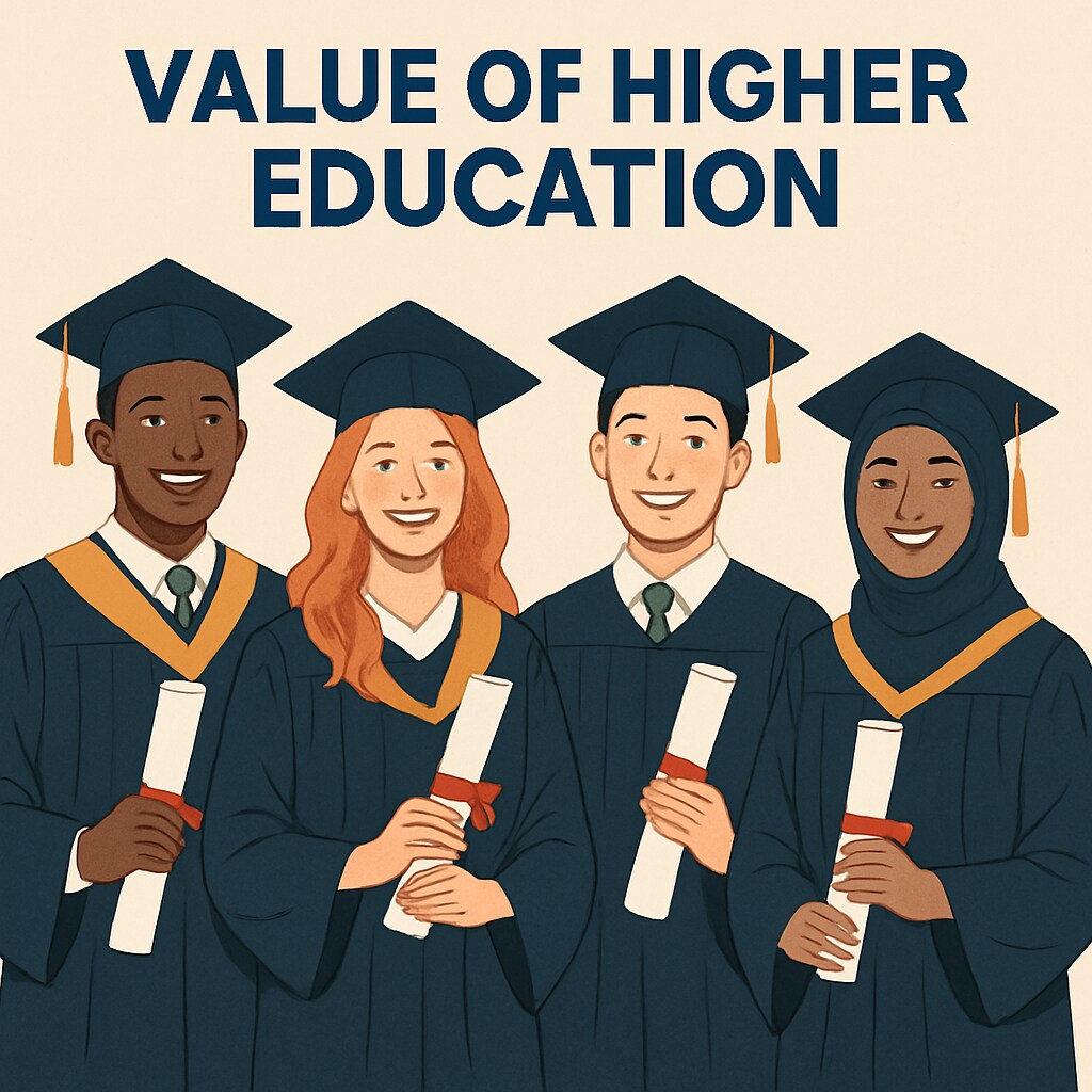 Graduates holding college diplomas, representing the importance of higher education.