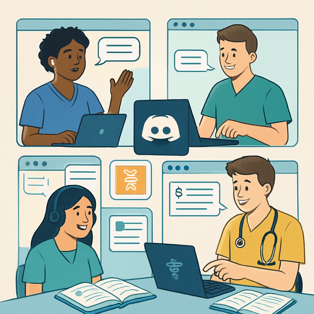 Nursing students using Discord for study groups and resource sharing.