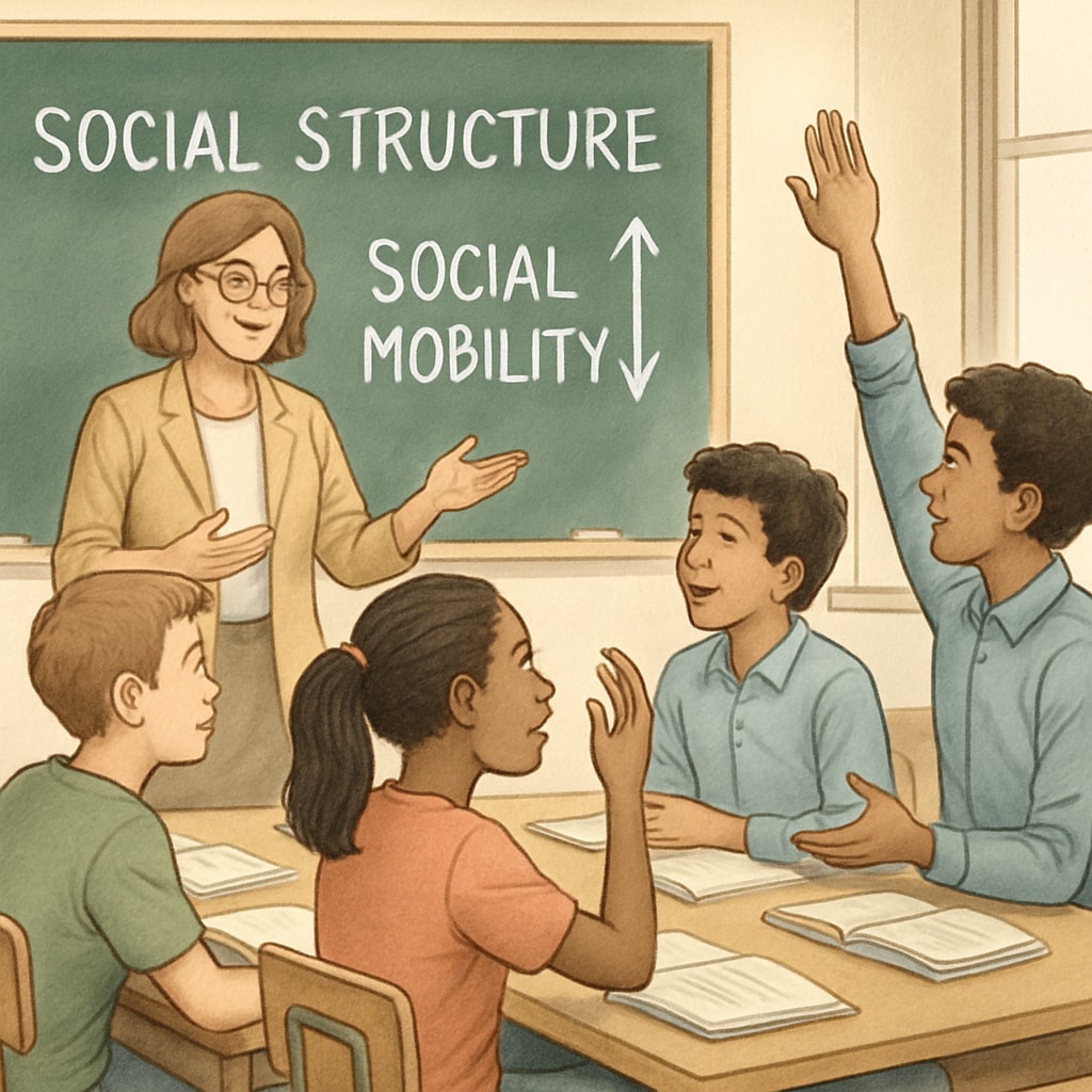 Students discussing social mobility in a classroom setting