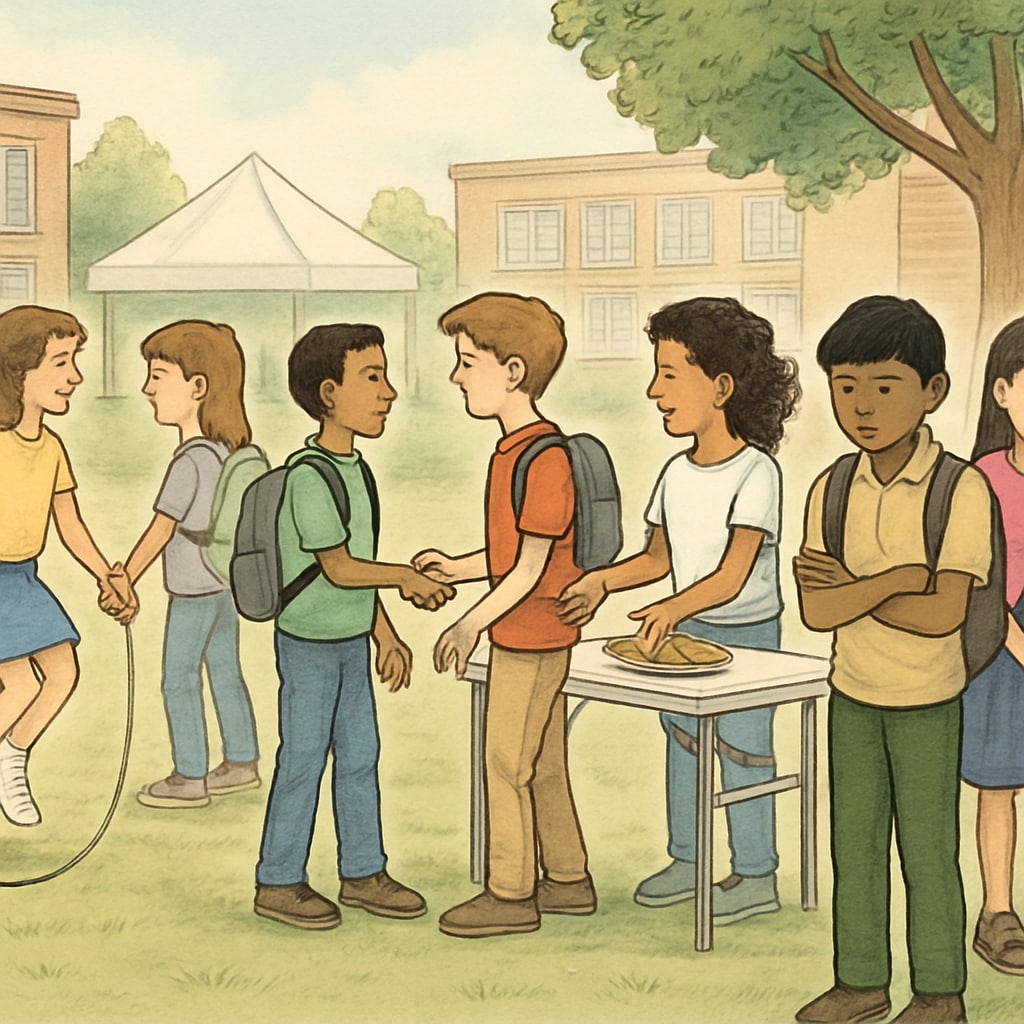 School fundraising and economic disparities; students excluded due to financial limitations.