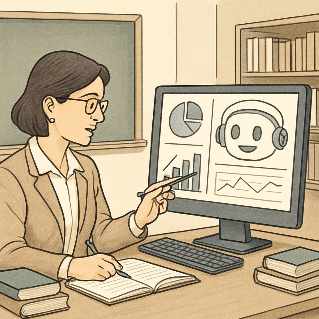 Teacher working with AI systems in education