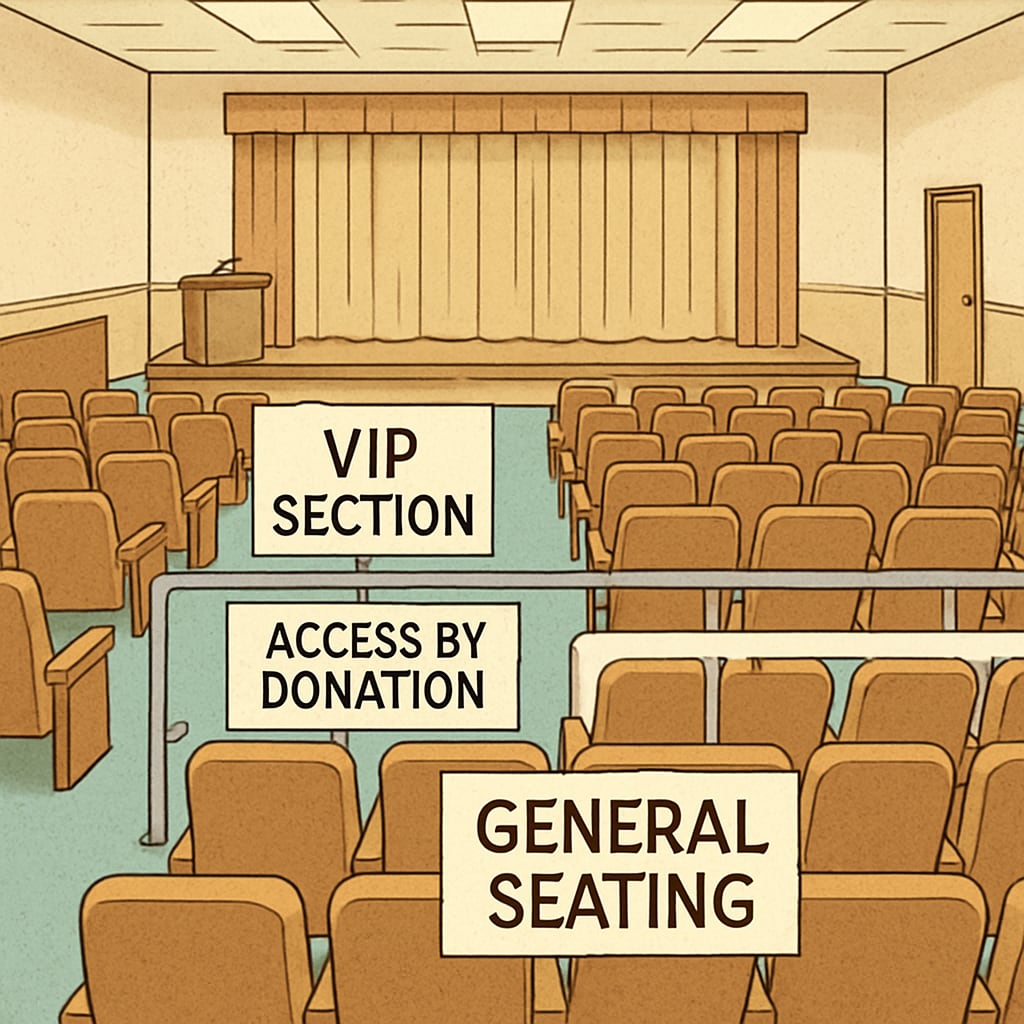 Economic disparities in school fundraising; a VIP section highlights inequality.