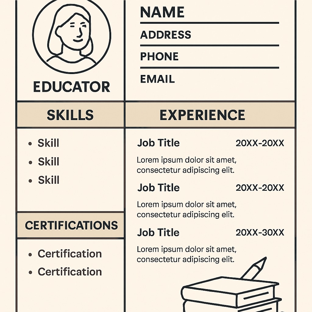 Professional resume template for educators, emphasizing clarity and structure.