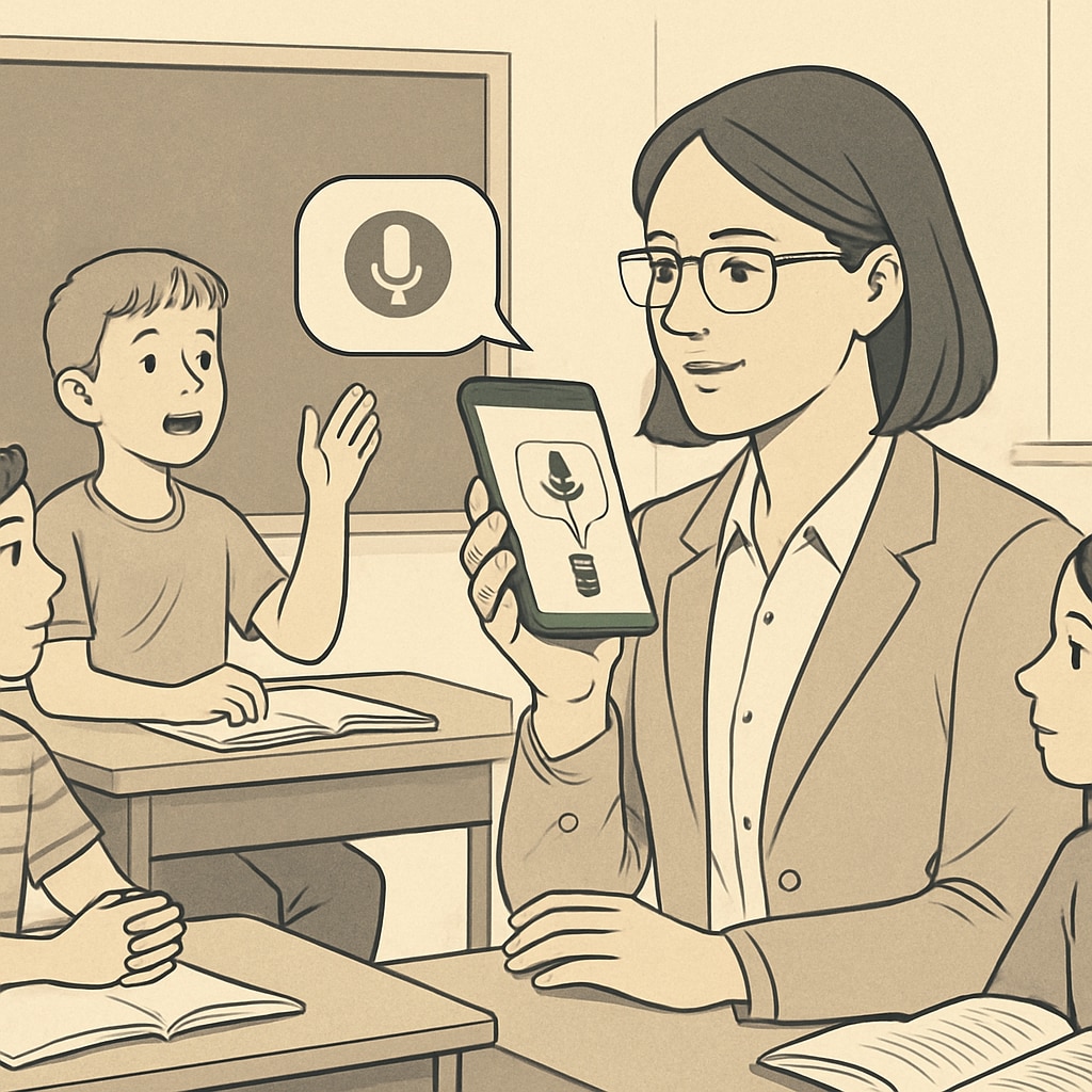 Teacher using voice recognition for student feedback