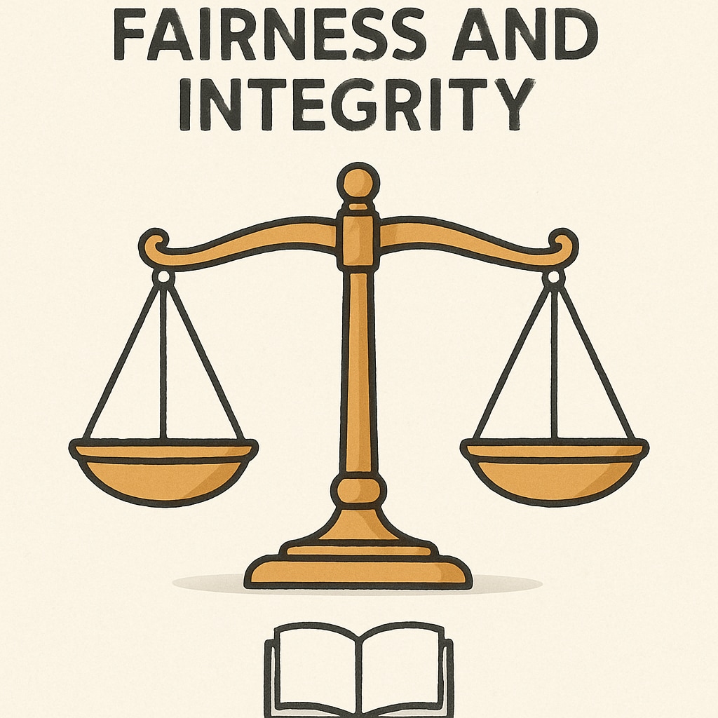 A graphic representation of a balanced scale, symbolizing fairness and integrity in academic evaluations. A balanced scale symbolizing fairness in academic evaluations.