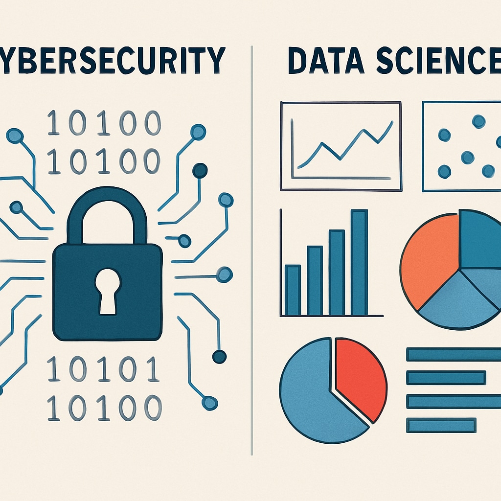 Cybersecurity vs Data Science Engineering visual representation for career paths
