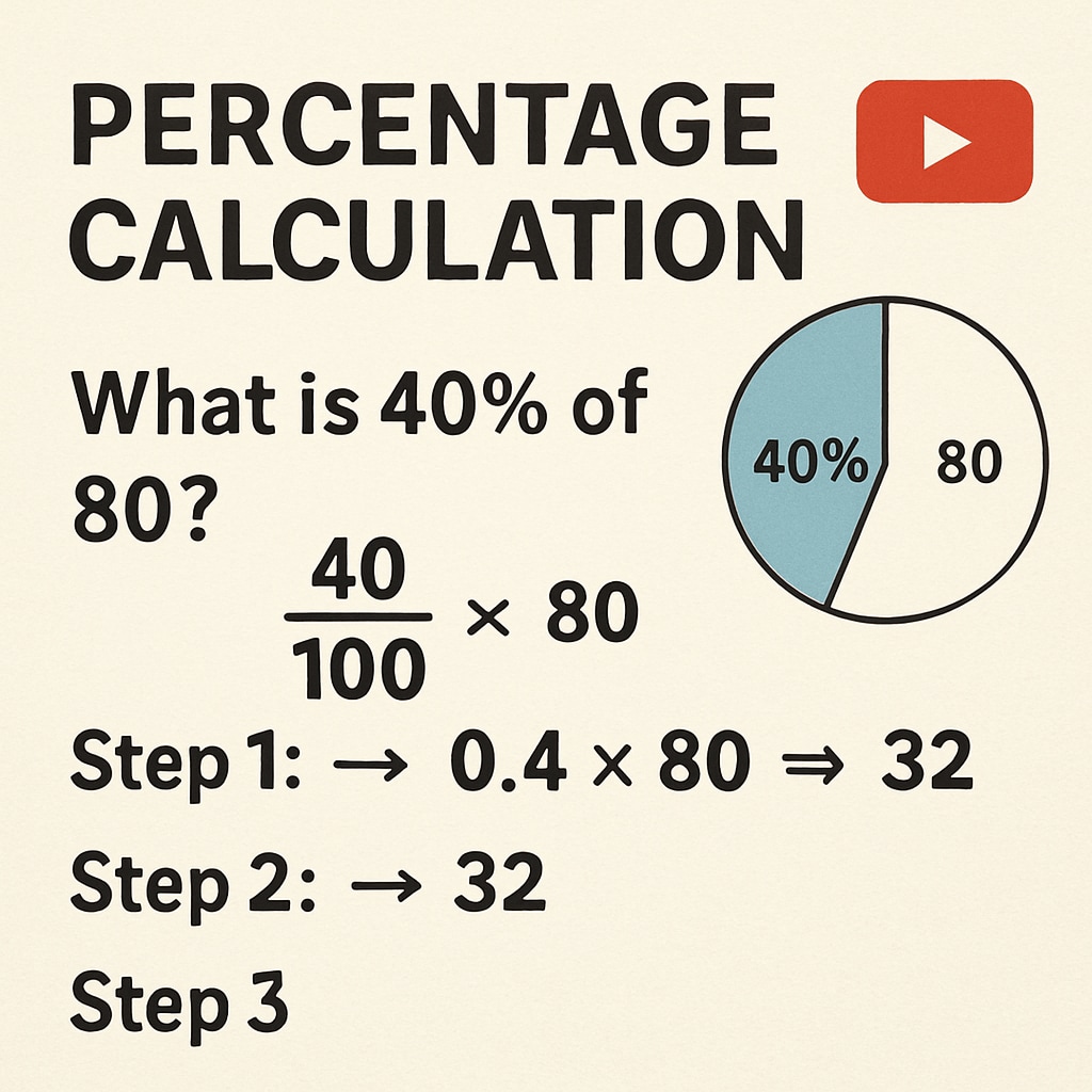 A YouTube video thumbnail showing a percentage calculation tutorial with clear visuals and step-by-step explanations. YouTube tutorial on percentages, ratios, and proportions for campus recruitment.