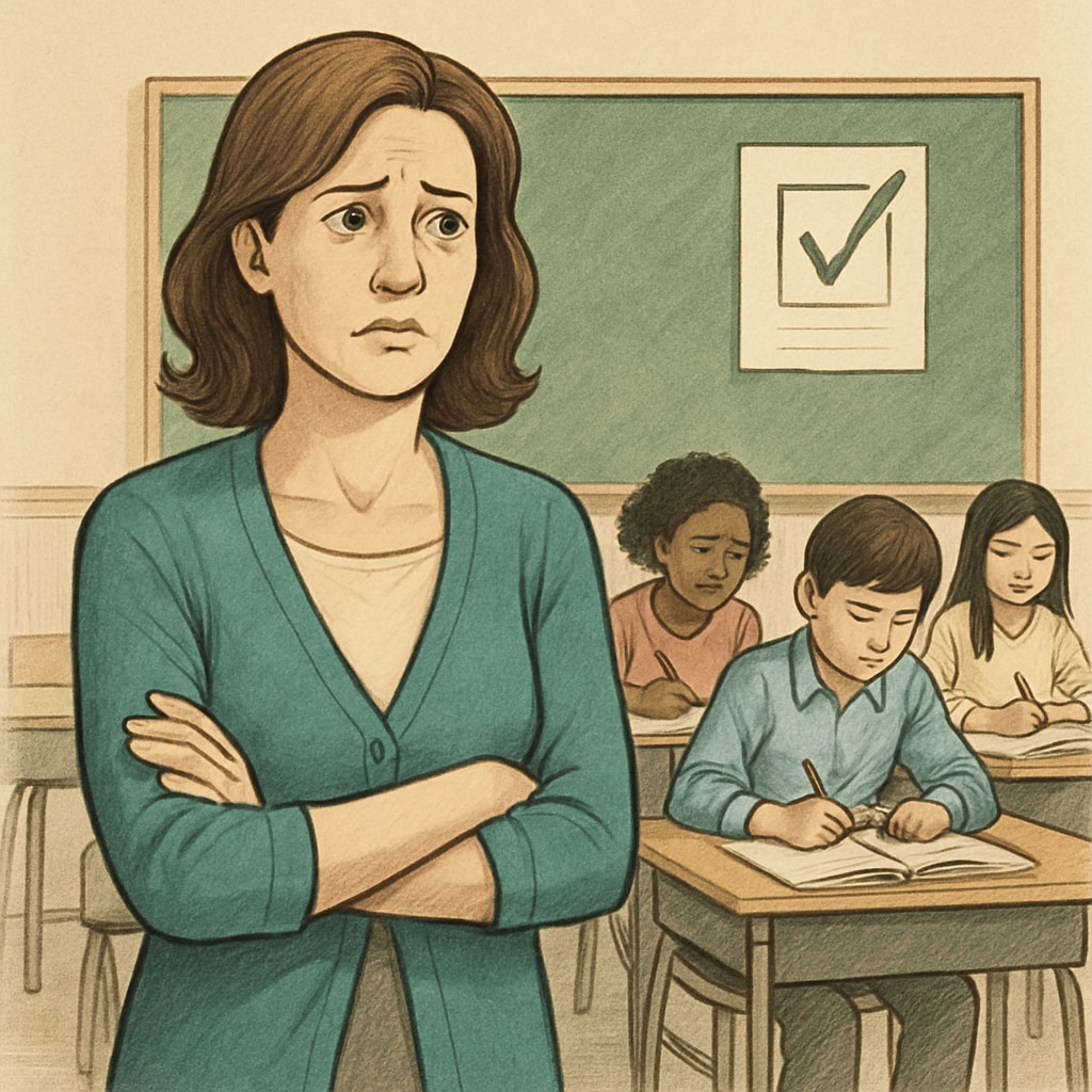 A concerned teacher in Oklahoma navigating political bias testing.