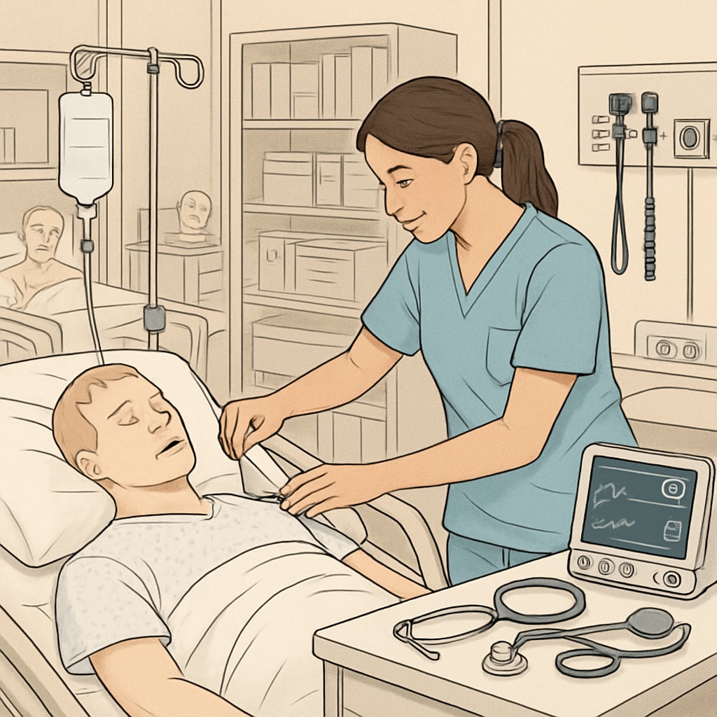 A nursing student practicing in a simulation lab, symbolizing hands-on training opportunities in a high-quality program. Nursing student practicing in a simulation lab for hands-on training.