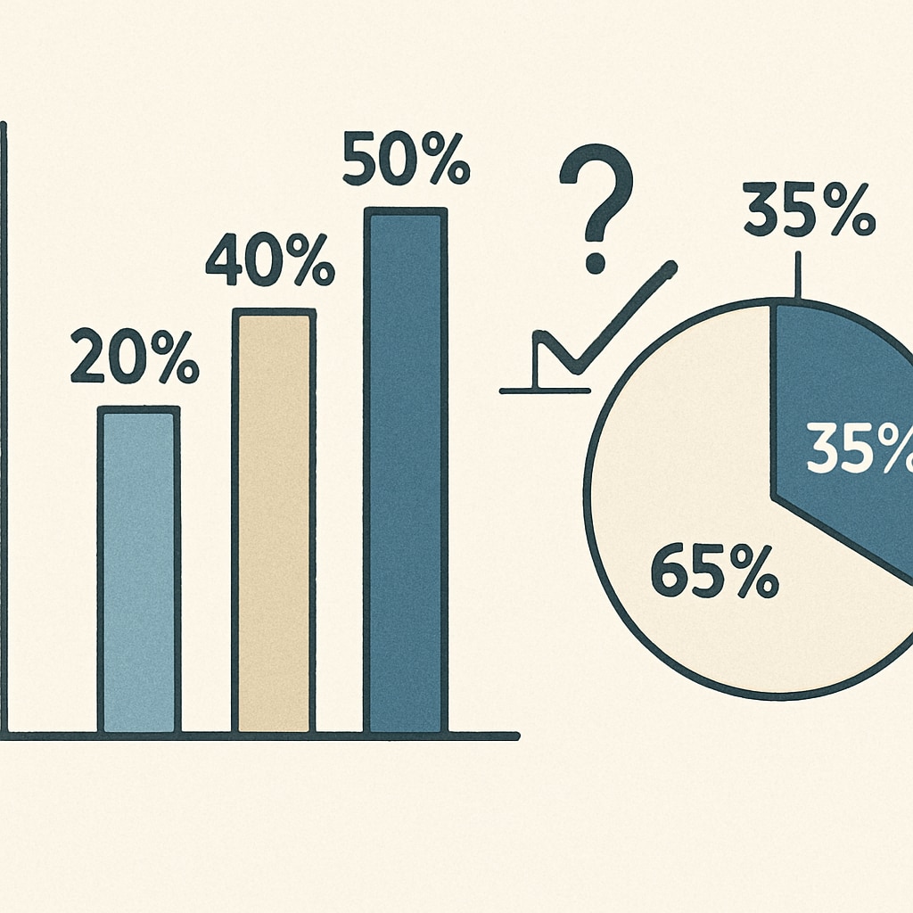 A bar chart or pie chart visually representing percentages, ratios, and proportions, emphasizing their use in data comparisons and problem-solving. A graphical representation of percentages, ratios, and proportions for mathematics skills in campus recruitment.
