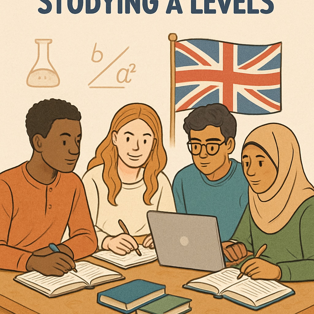 UK students collaborating, showcasing the personalized and flexible A Level education model.