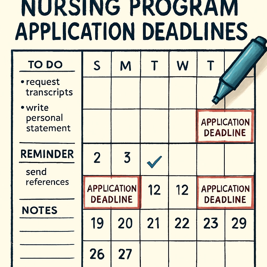 Calendar with application deadlines for nursing programs