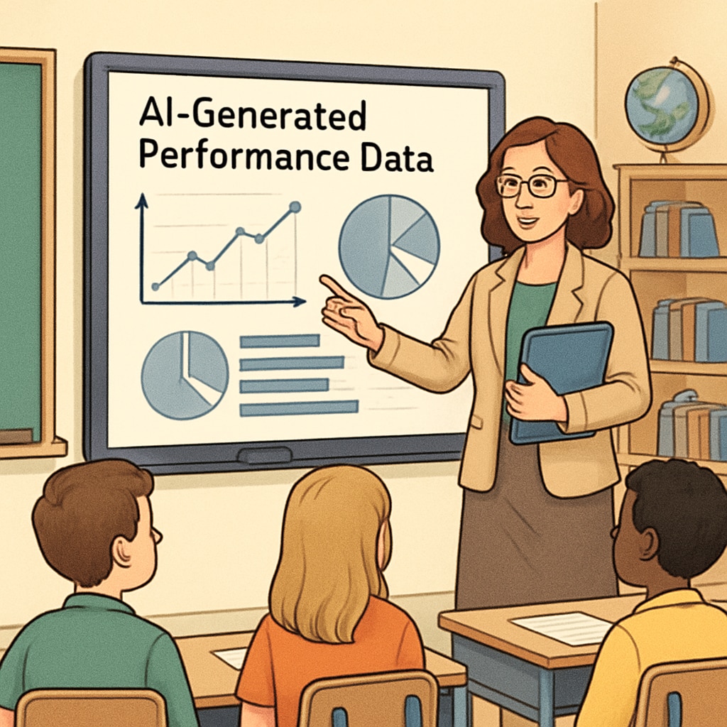 Teacher discussing AI-generated student performance data