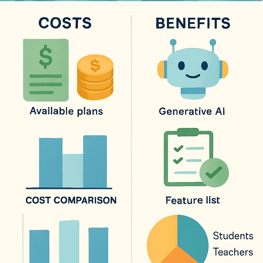 Infographic showing the cost-benefit analysis of AI subscription services for K12.