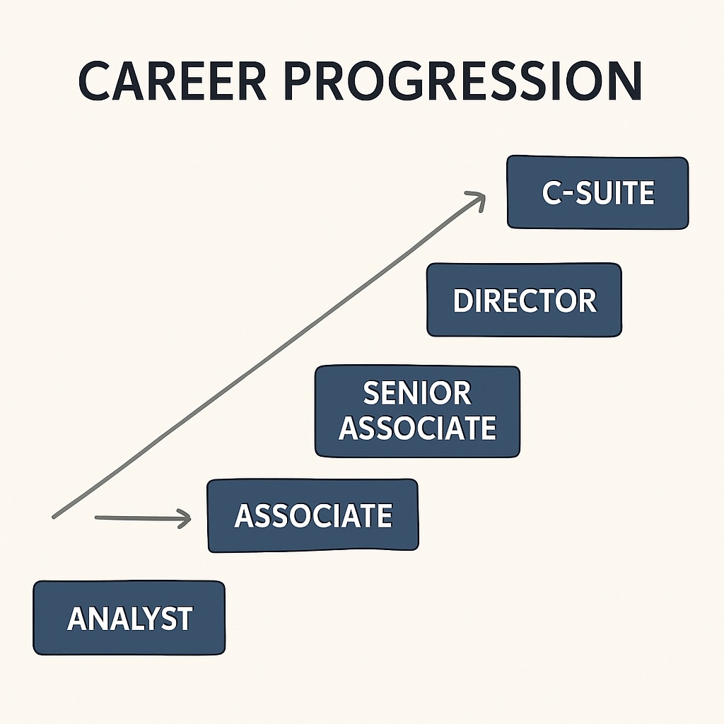 Visual representation of career growth in business analytics and finance.