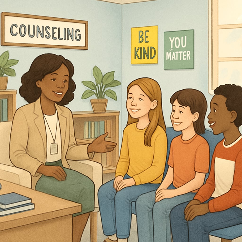 School counselor assisting students, exemplifying a non-teaching role in education.