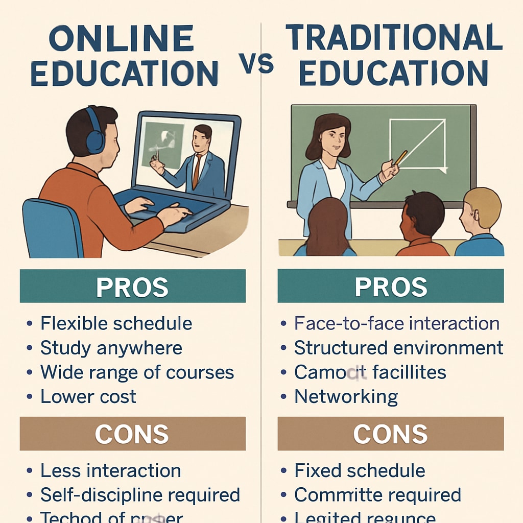 Chart comparing online and traditional education models for Khan World School and ASU.
