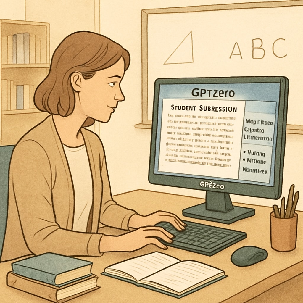 Teacher using GPTZero on Google Docs to monitor academic integrity.