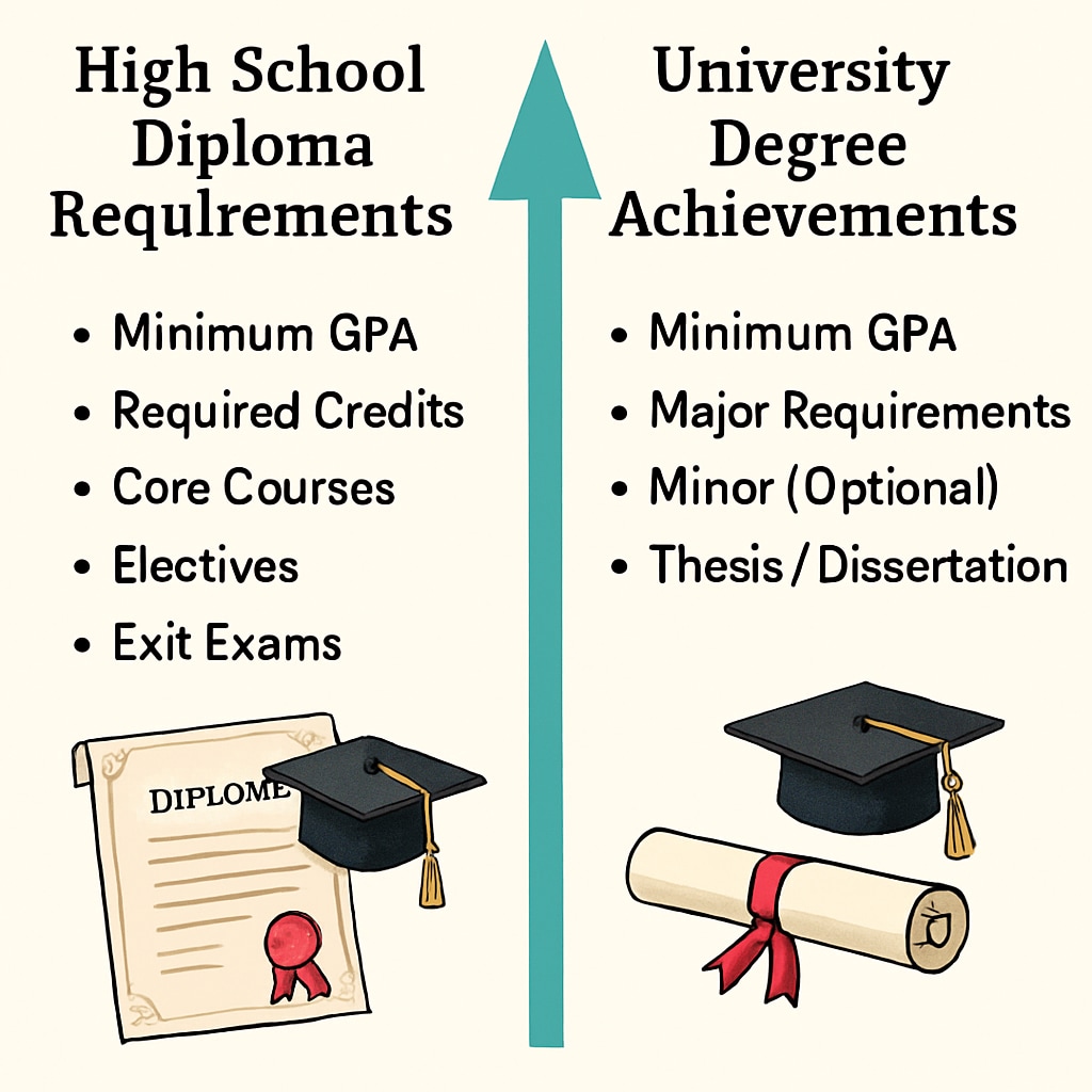 A comparison chart showing Comparison of high school diplomas and university degrees in employment.