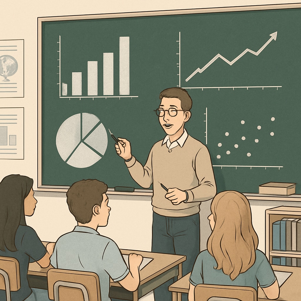 Teacher explaining statistical graphs in an AP Statistics class.