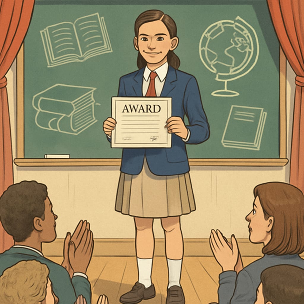 High-school student receiving an award, symbolizing extracurricular success despite challenges.
