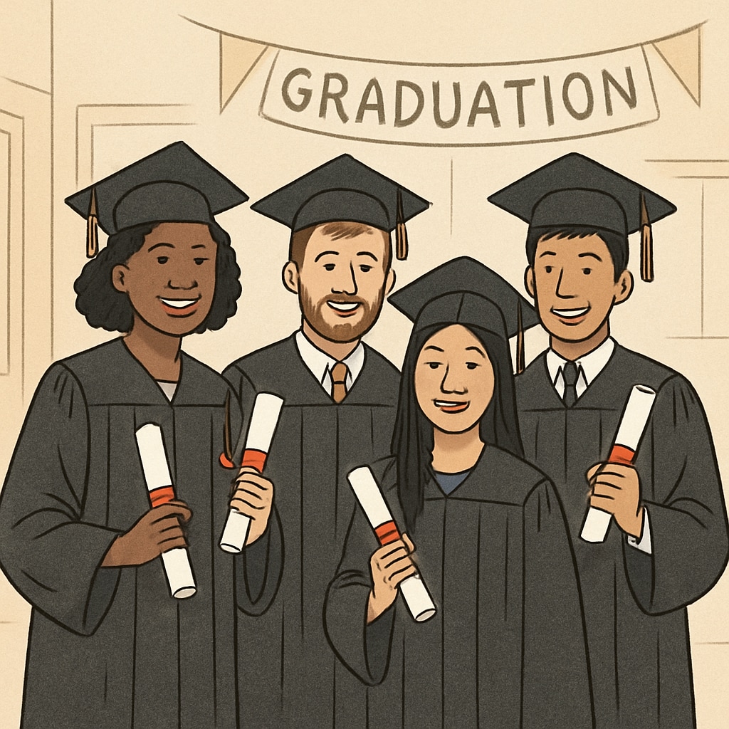 Graduates celebrating in a diverse group, showcasing the success of inclusive education pathways.
