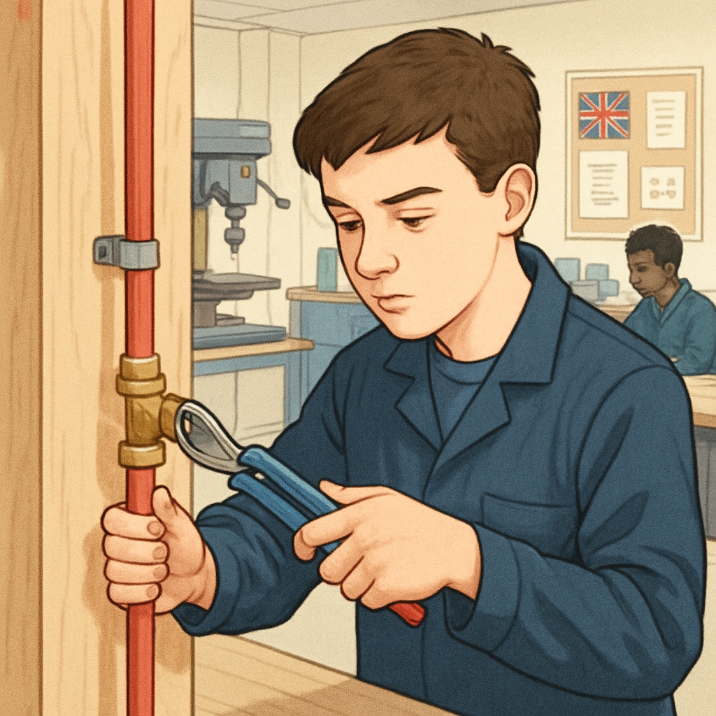 Young person in a vocational training session, a pathway for returning to education in the UK.