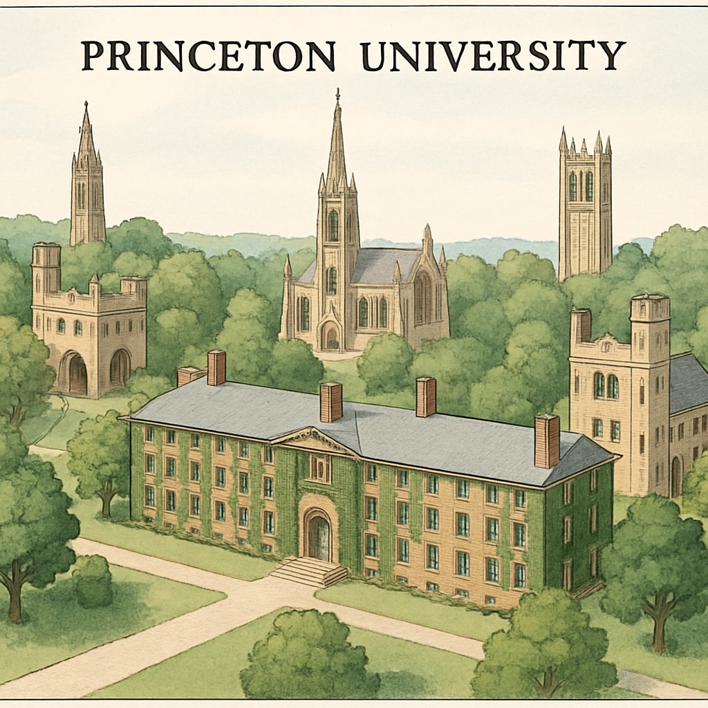 A depiction of Princeton University’s campus highlighting its grandeur and history.