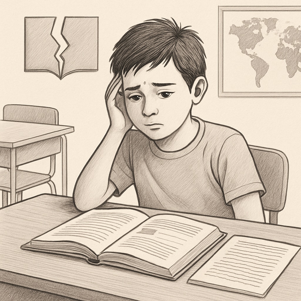 A student reflecting on their studies, representing interrupted learning in British education.