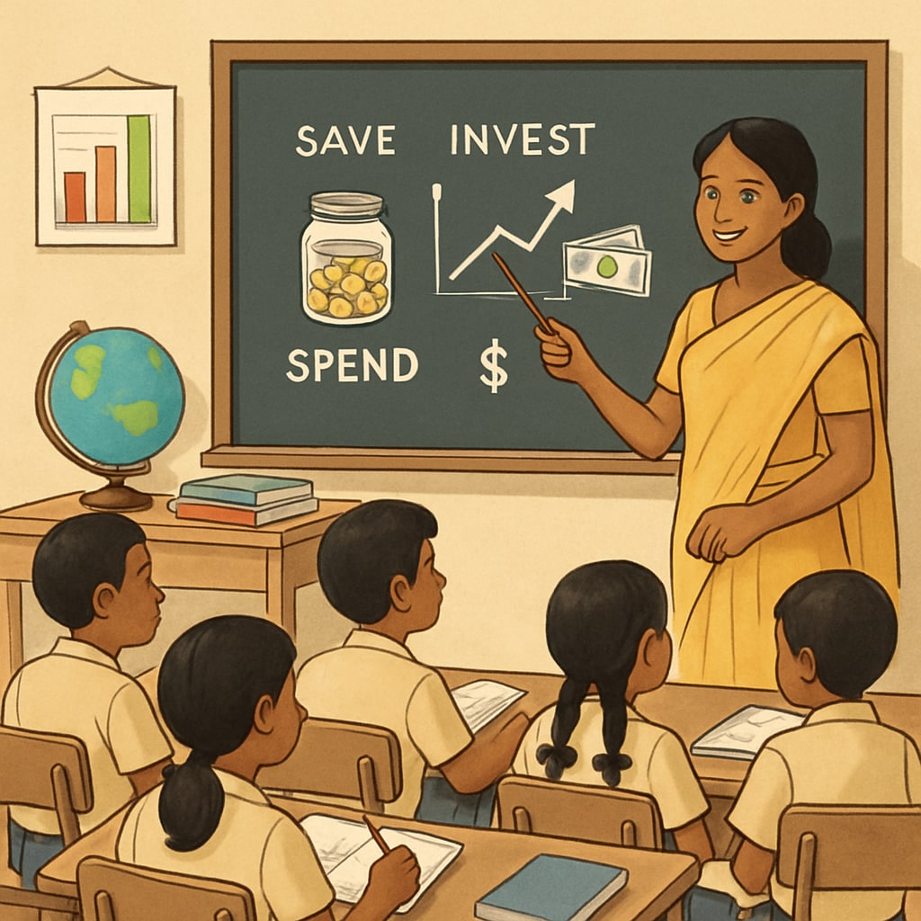 Students in a developing country learning financial literacy as part of career planning.