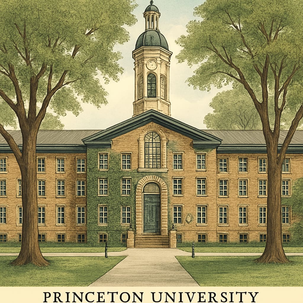 Princeton University campus with iconic Nassau Hall, symbolizing Ivy League prestige.