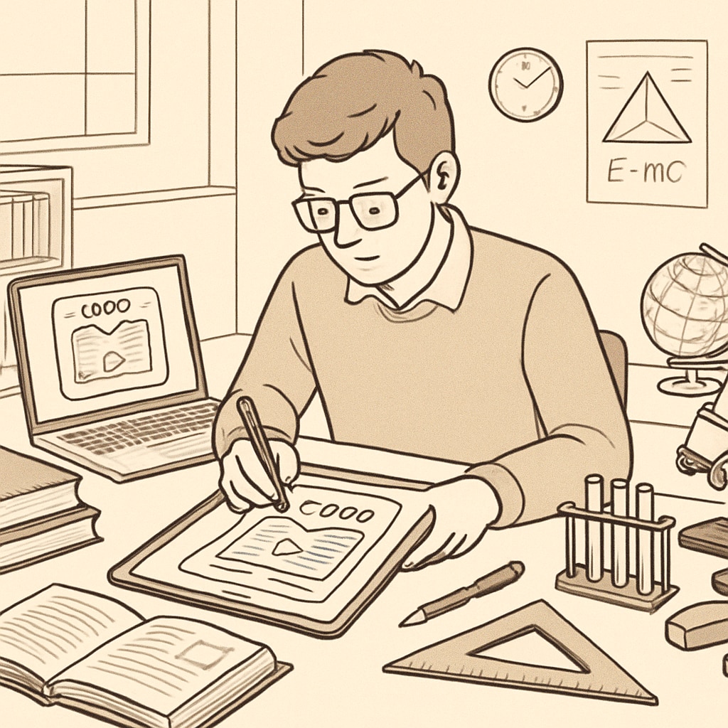 A student creating an educational app in a lab, showcasing the integration of education and engineering.