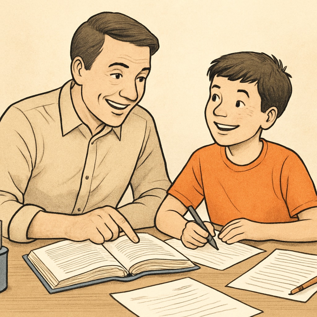 A parent and child working together, showing effective parental involvement in education.