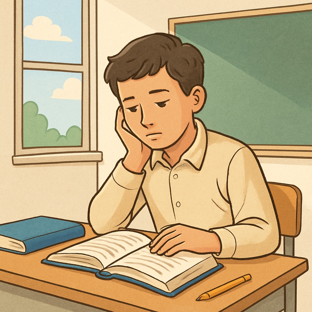 A student contemplating their educational journey, representing regret and renewal possibilities.