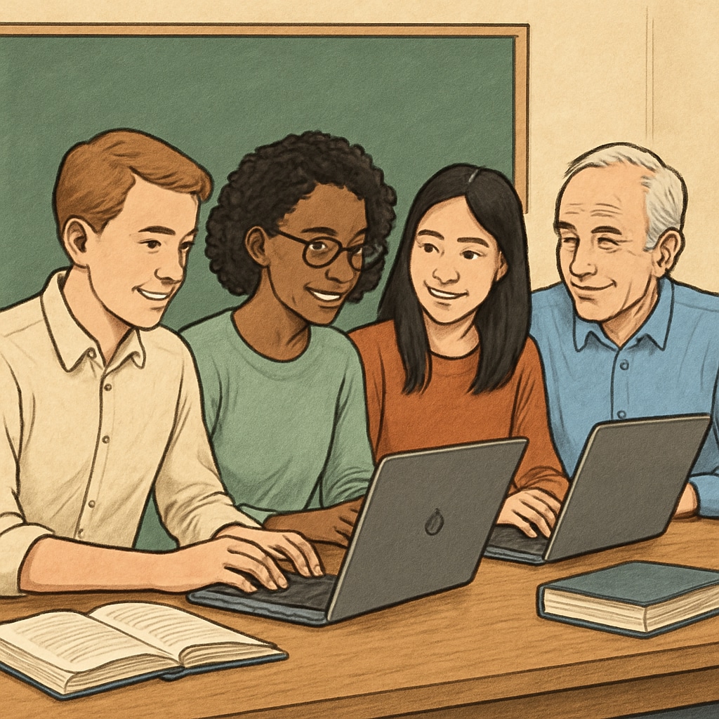 Students engaging in online learning, showcasing the importance of lifelong education.