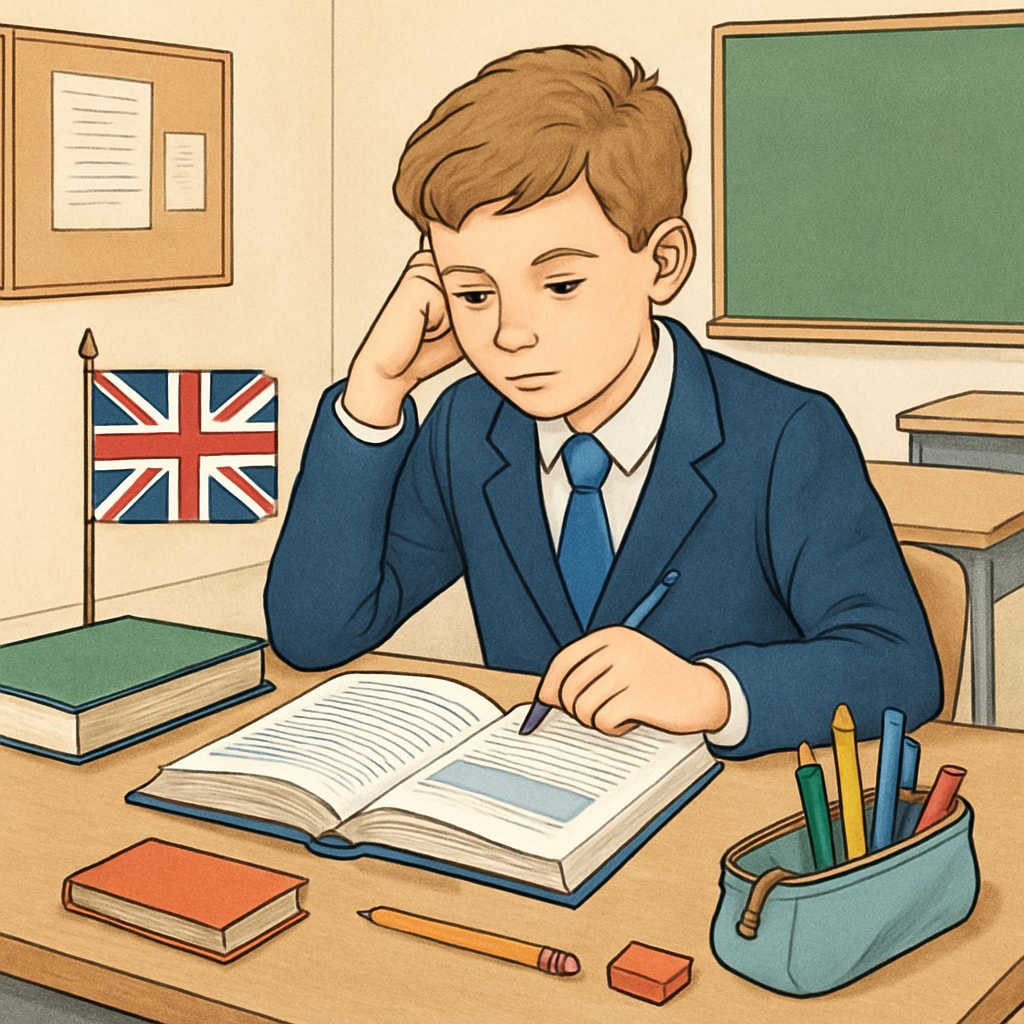 A young student in the UK reviewing educational materials at a desk, symbolizing academic recovery. UK student reviewing study materials for academic recovery.